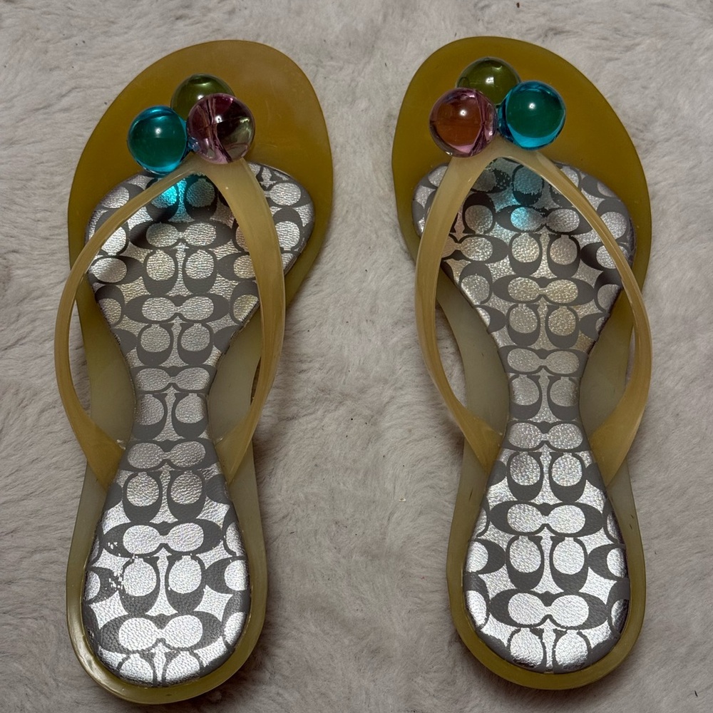 Coach Y2K  Madlena Jelly Sandals with Silver and Multicolor Accents